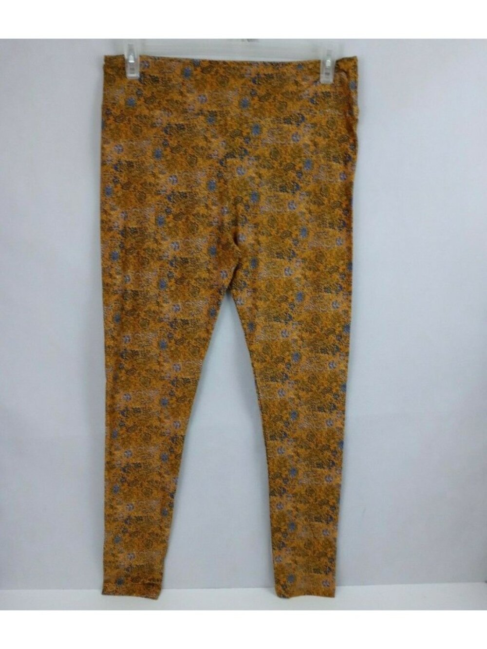 New LuLaRoe Tall & Curvy Leggings Gold With Blue Floral Paisley